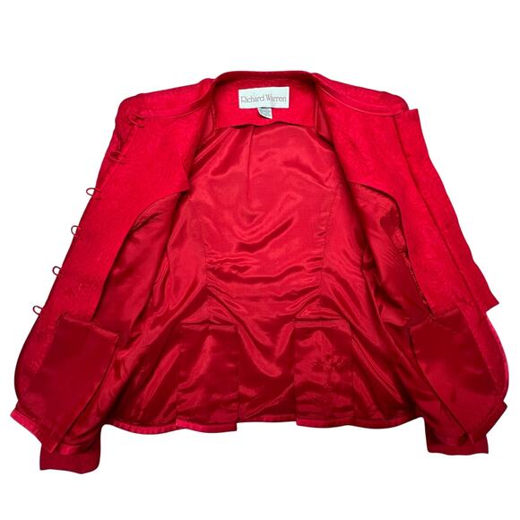 Richard Warren Vintage 80s Red Silk Suit Set 4 | Skirt Cherry-Coded Old Money - Picture 4 of 16